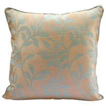 Sininen helmillä koristeltu lehtityynynpäällinen, 45x45 cm, neliönmuotoinen jacquard-tyynyliina, kukkakuvio - Leafy Heaven