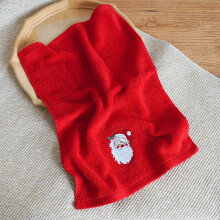 Weihnachtsdekoriertes Handtuch mit gesticktem Weihnachtsmann, Rentier und Baum, Geschirrtuch aus Stoff, geeignet für Küche, Bad und Haushalt, Rot,