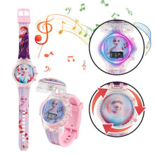 Relógio Infantil com Figura de Desenho Animado, Luzes Piscantes, Música Digital, Pião e Tampa Articulada [Db] Frozen