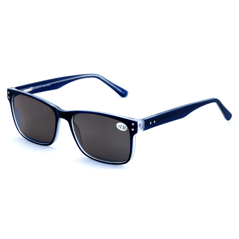 Light Large Men Premium Rectangular Tinted Reading Glasses Optical Frame Reader Spring Hinge Sunglasses Uv400 +2.25