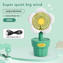 maxiaoxia Petit ventilateur de table rural en forme de pot de fleurs, rechargeable par USB, esthétique et idéal pour le bureau, les étudiants, les