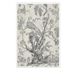 Artă botanică vintage cu grădină de păsări, imprimeu mural pe pânză cu model antic neutru, neînrămat, 25x20 cm, compatibil cu ASPORIC