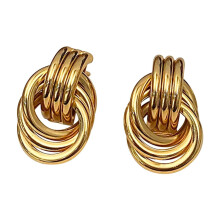 Pendientes SUSHANG de metal retorcido, pendientes gruesos de oro para mujer, pendientes de nudo grande, pendientes colgantes geométricos, joyería