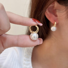Pendientes de botón Hesroicy1Par Estilo geométrico vintage de Hong Kong, alto brillo, decorativos, elegantes, con perlas de imitación, pendientes