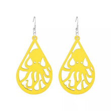Pendientes de madera con forma de lágrima y pulpo calado de RSAMD para mujer, joyería llamativa de madera - Amarillo