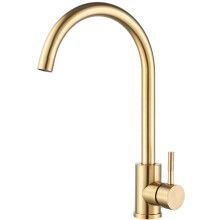 Brushed Gold Kitchen Faucet Single Hole, Quality Ceramic Valve for Drip Free Performance, 360 Degree Spout Rotation with High Arc Reach, Solid Brass