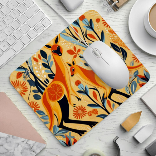 Τετράγωνο Mousepad Kangaroos Comics, Υφασμάτινο Mousepad Υπολογιστή με Βάση από Ελαστικό, 8,3x9,8 1