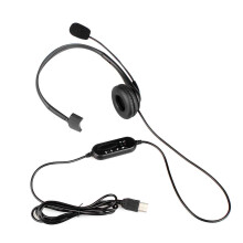USB Headphone with Plug-and-Play Functionality, Wired Headset with Microphone for HD Audio, Call Center Headphone with Wired Control and Mute