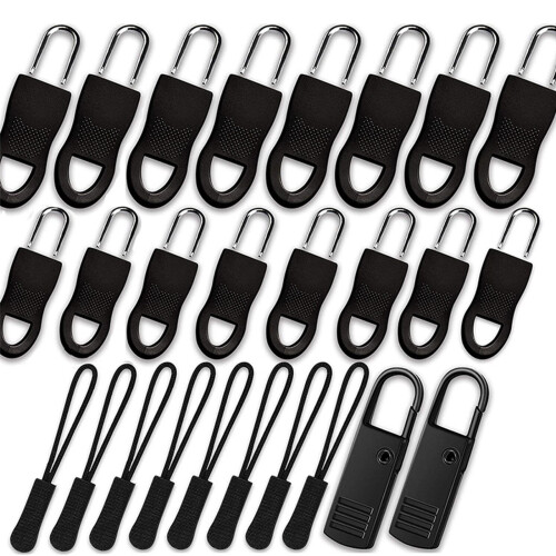 Zipper Puller Helper for Jackets and Backpacks, Easily Replacement Zipper Pulls Durable Nylon Cord Curved For Better Grip Non Slip Textured Rubber