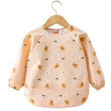 Baby Feeding Bib with Sleeves, Easy to Clean Waterproof Smock for Toddlers, Durable Long Sleeve Bib with Large Catch-All Pocket, Soft and Lightweight