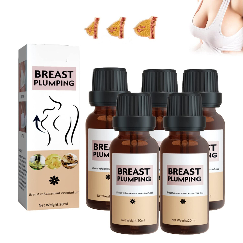 Bust Enhancement Oil with Herbal Extracts for Breast Firming and Skin Elasticity, 5pcs