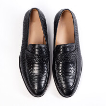 Genuine Leather Men's Dress Shoes, Goodyear Welted Sole Slip On Loafers for Men with Canvas Upper Stylish Formal Shoes, Premium Design Comfortable