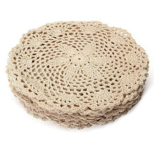 Set di 12 sottobicchieri rotondi vintage in cotone, lavorati a mano all'uncinetto, con fiori, ideali per decorare la casa e la tavola. Accessori per