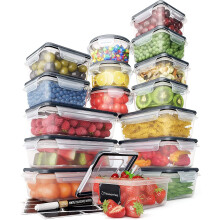 32-delige set plastic voedselbewaarcontainers met deksels (16 deksels + 16 containers), luchtdicht voor het organiseren van uw voorraadkast en keuken.
