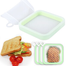 Grusce 3er-Set Silikon-Sandwichdosen 15 x 15 x 2,5 cm, mit Deckel, mikrowellengeeignet, wiederverwendbare Aufbewahrungsboxen für Kinder und