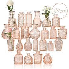 Set di 24 vasi in vetro trasparente per fiori singoli, ideali per decorazioni domestiche, matrimoni, feste, centrotavola rustici e vintage, vasi per