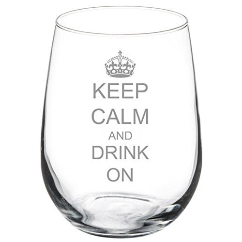 Ποτήρι κρασιού χωρίς στέλεχος 17oz Keep Calm and Drink On Crown