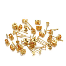 Tssuoun Ohrstecker-Rohling aus Edelstahl, 3 mm, Gold, für individuelle Ohrstecker, Schmuckherstellung und DIY-Projekte