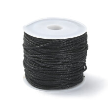 20 m gewachste Baumwollkordel, mehrfädig, rund, Makramee-Garn, Kunsthandwerksgarn für Schmuckherstellung, schwarz, 1 mm, ca. 21,87 Yards (20