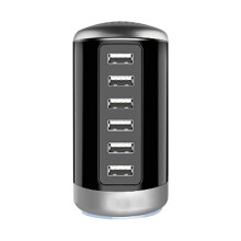 Kiplyki6USB Smart Fast Charger6A Multi-Port USB Cylindrical Charger, anwendbar auf Android- und iOS-Mobiltelefone, MP3/MP4-Player, Kameras, Tablets