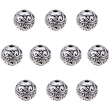 mm runde Zwischenperlen, 60 Stück lose Perlen aus antiksilberner tibetischer Legierung mit 1,5 mm Loch für die Schmuckherstellung, Armbänder und