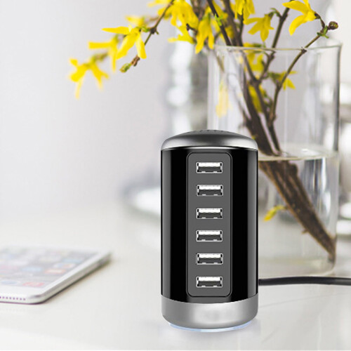 Kiplyki6USB Έξυπνος Γρήγορος Φορτιστής6A Πολλαπλών Θυρών Κυλινδρικός Φορτιστής USB, 1