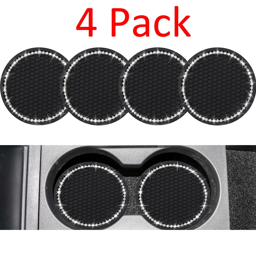 Obosoe 4Pcs Silicone Car Coasters 2.75" Compatible With Cup Holders - Vehicle Interior Accessory Black 9173940897700