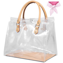 Kit para confecção de bolsa de tecido "faça você mesmo", em PVC transparente, com lenço de seda incluso. Ideal para presentear namorada, mãe ou