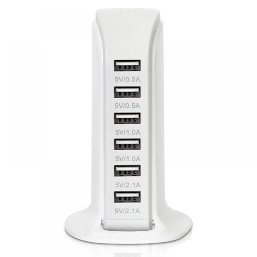 Φορτιστής τοίχου USB 6 θυρών, σταθμός φόρτισης γραφείου, γρήγορη φόρτιση 2.1,