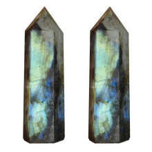 2X Piatra Lunii Coloană de cristal Labradorit Natural Cuarț Obelisc Coloană de cristal Baghetă Punct Vindecare Piatră Acasă Decor 7-8cm