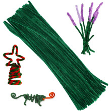 100 unidades de limpadores de cachimbo verdes com hastes de chenille, cor sólida, para decoração de artesanato DIY - Compatíveis com projetos de