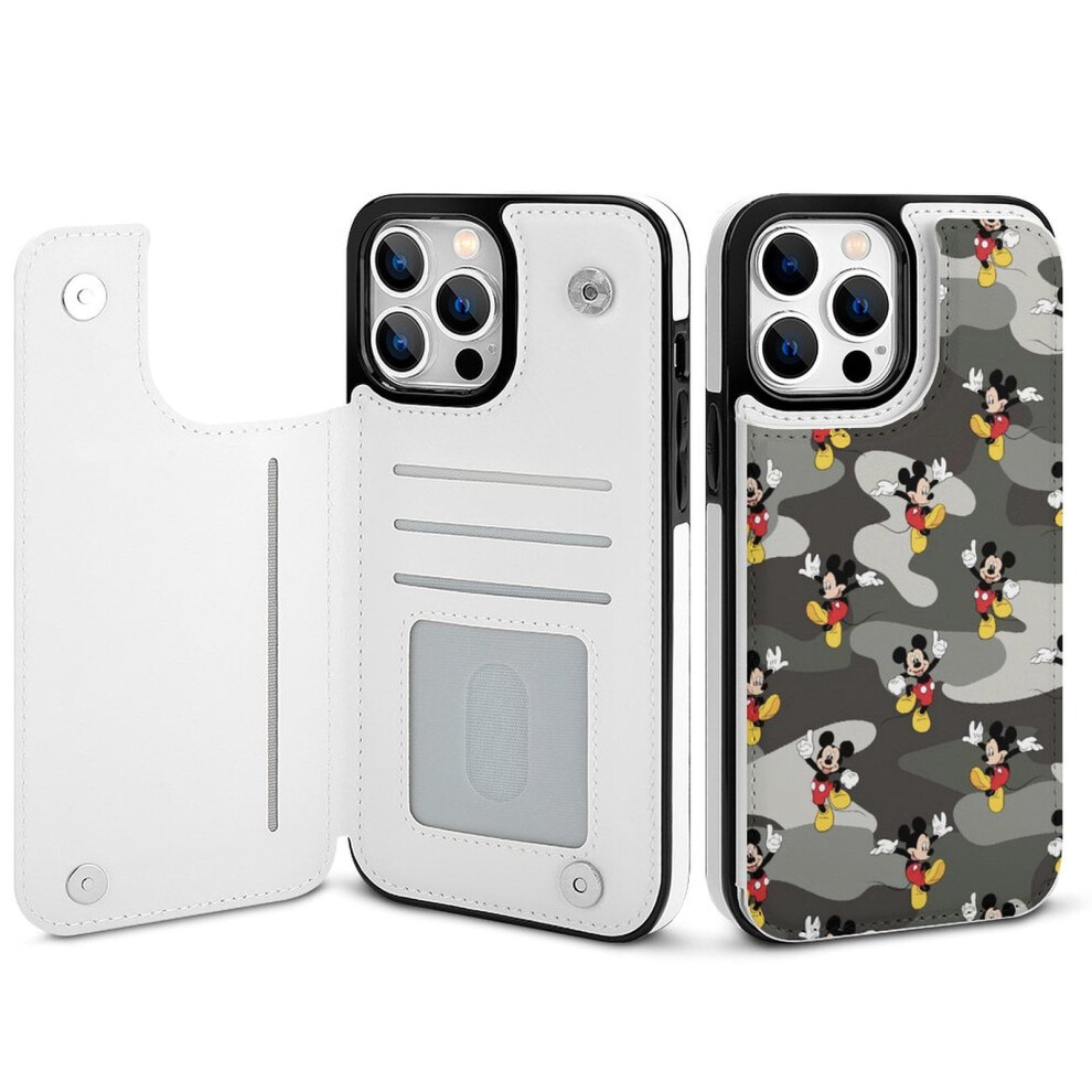 Mickey Mouse Wallet Case Compatible With Iphone 14 Pro Max, Pu Leather Flip Folio With Card Holder, Kickstand & Magnetic Clasp 9448196936467