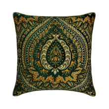 HomeCentric Federe decorative per cuscini 20"x20" Verde scuro e senape, fodera in tessuto jacquard damascato per divano - Stile moderno