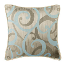 Față de pernă pentru scaun, albastră, 16x16inch (40x40cm), jacquard, model abstract de suluri, față de pernă decorativă