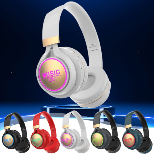 Ασύρματα ακουστικά Bluetooth Over-Ear RFUGUG, Στερεοφωνικός ήχος με βαθιά μπάσα, Λάμψη LED,