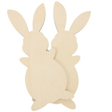 2 Stück unbehandelte Holzhasen-Ausschnitte, leere Hasenscheiben für DIY-Bastelarbeiten, Vintage-Frühlingsdeko, Hellgelb