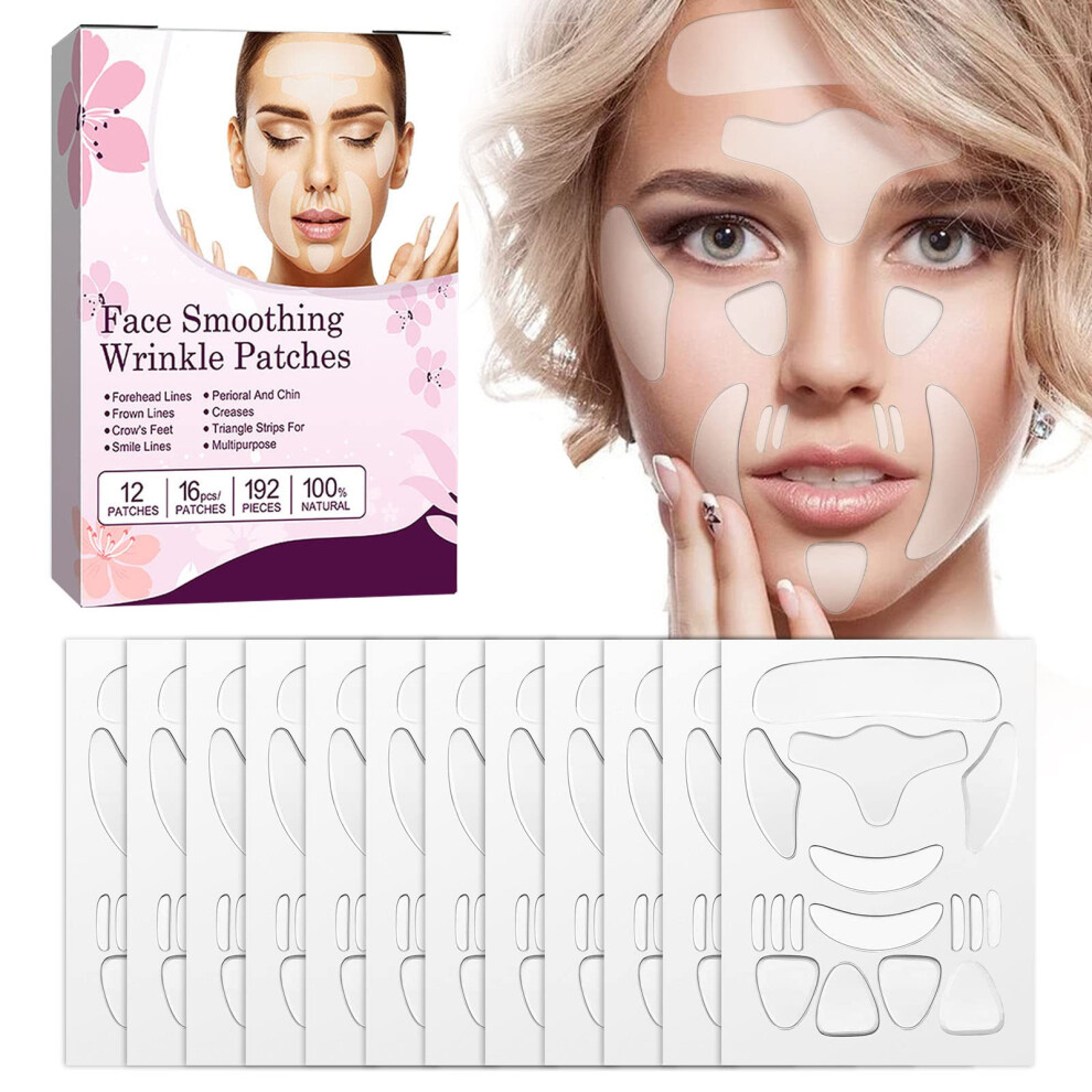 Forehead Wrinkle Patches 192Pcs Reusable Overnight Face Lift Pads for Eyes Mouth AntiAging