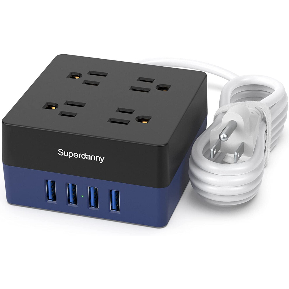 Usb Power Strip Surge Protector - Mountable Charging Station With 4 Widely Spaced Ac Outlets & 4 Smart Usb 9004841996080