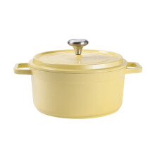 Cast Aluminium Dutch Oven with Lid, 4.6L NonStick Casserole Dish, InductionSafe Yellow 24cm