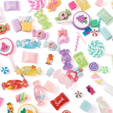 Fashewelry 180Pcs 18 Style Resin Cabochons with Shell Chip Handmade Polymer Clay Cabochons Mixed Shapes Mixed Color 10pcs/style