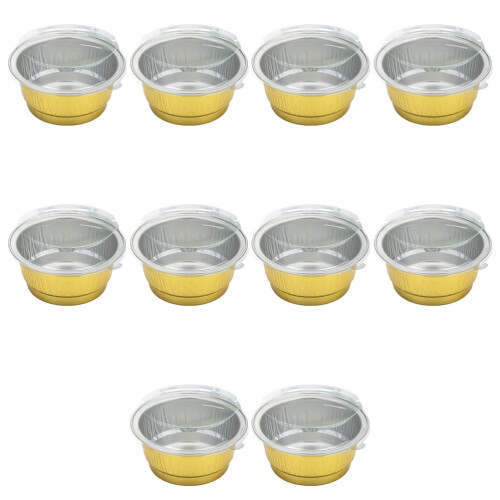 10 Pcs Aluminum Foil Cupcake Holders Baking Cups Container with Cover