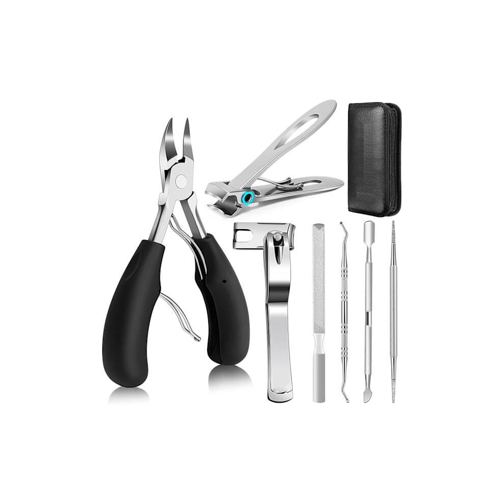 Black Pedicure Set With Nail Scissors, Nail Clippers, Nail File