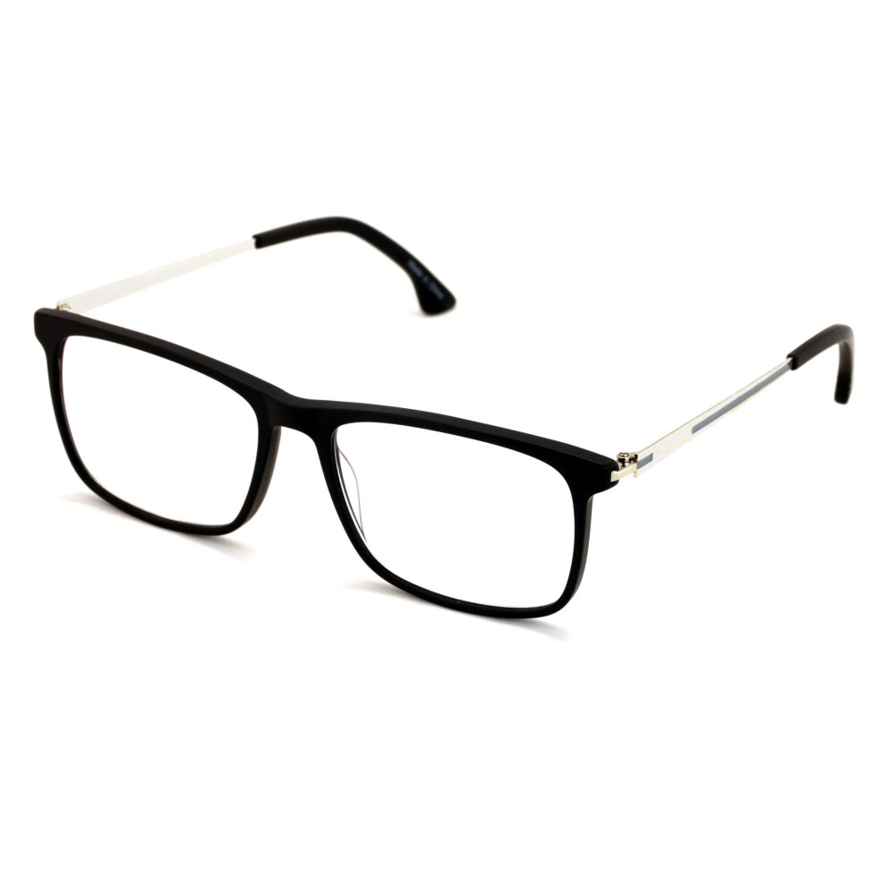 Blue Large Men Premium Blocking Reading Glasses - Rectangular Tr90 Frame With Metal Temple - Anti Fatigue Readers +1.75