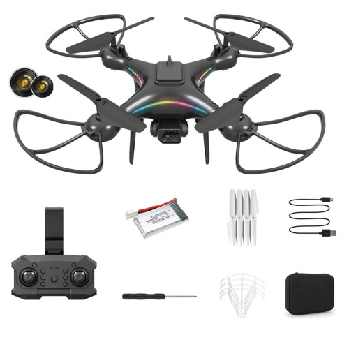 Jacenvly2024Drone για ηλικίες 2-4 ετών με χρωματιστά φώτα, σταθερό ύψος, διπλό φακό, 2