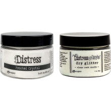 Distress Frosted Crystal Embossing Medium & Distress Rock Candy Stickles Dry Glitter -pakkaus, punavihreä, 2-osainen setti