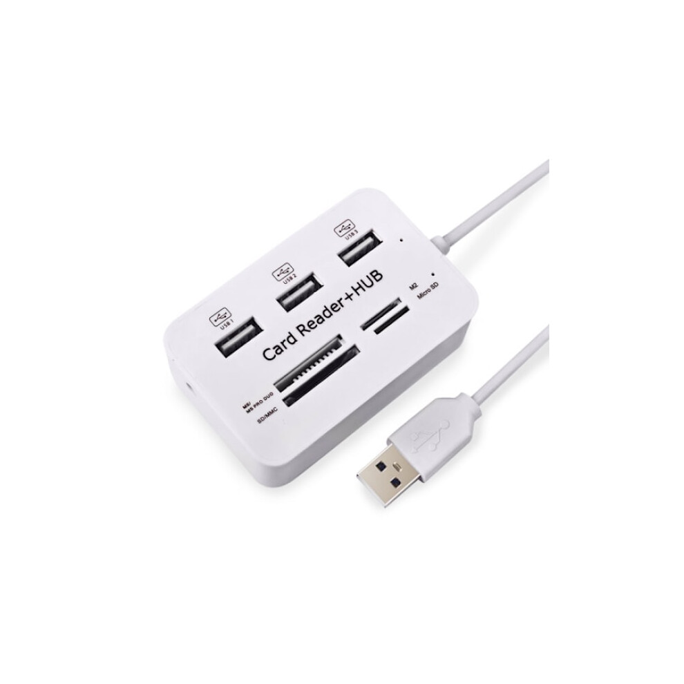 Usb 2.0 Memory Card Reader + Usb Hub (High Speed) White 9340258912474