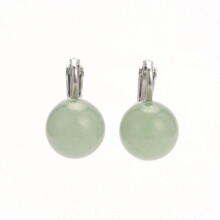 Pair of Vintage Clip Earrings with 12 mm. round Green Jade