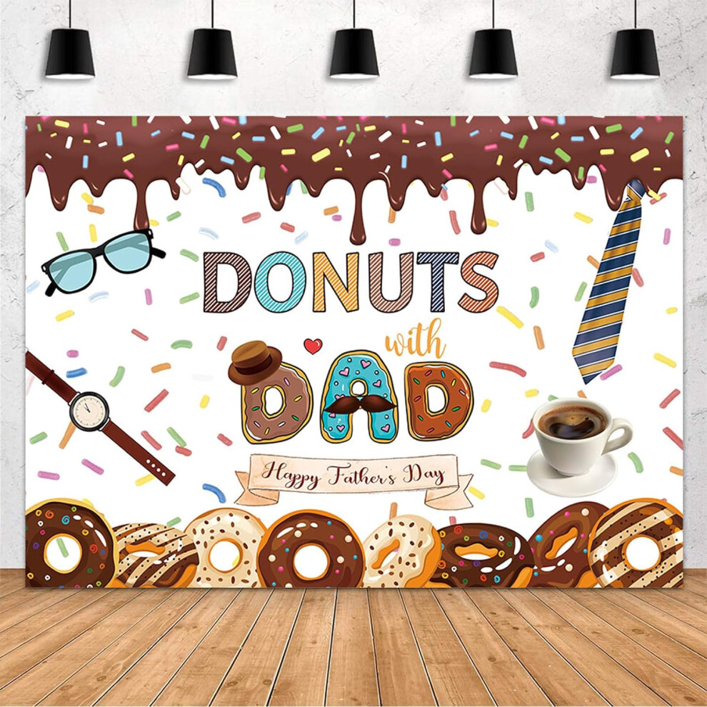 Happy Father's Day Backdrop With Donuts, Sprinkles & "I Love Dad" Banner - Party Decor & Photography Background 9340258912054