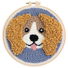 TureClos Punch Needle Kit DIY Needlework Animal Dog Embroidery for Adult Kid Starter A