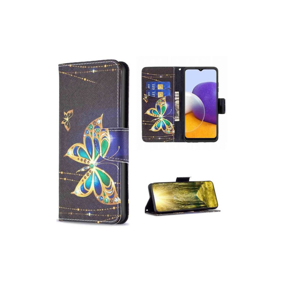 Wallet Case Compatible With Samsung Galaxy A14 – Butterfly Gold 9340258913495